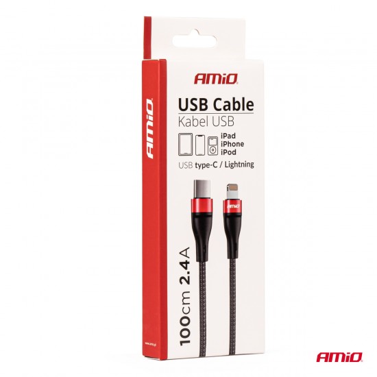 AMC-02929/AM - ΚΑΛΩΔΙΟ ΦΟΡΤΙΣΗΣ ΚΑΙ ΣΥΓΧΡΟΝΙΣΜΟΥ USB TYPE C ΣΕ APPLE LIGHTNING 100cm 2.4A UC-17 AMIO - 1 ΤΕΜ. ΚΑΛΩΔΙΟ ΦΟΡΤΙΣΗΣ ΚΑΙ ΣΥΓΧΡΟΝΙΣΜΟΥ USB TYPE C ΣΕ APPLE LIGHTNING 100cm 2.4A UC-17 AMIO - 1 ΤΕΜ.