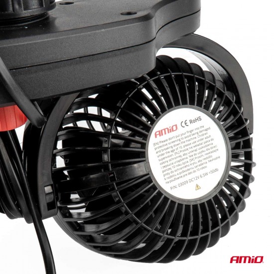 AMC-03009/AM - ΑΝΕΜΙΣΤΗΡΑΣ ΔΙΠΛΟΣ 12V 2χ4''(10,8cm) ΜΕ ΦΙΣ ΑΝΑΠΤΗΡΑ/2 USB 5V & ΣΤΗΡΙΞΗ ΣΤΟ ΠΡΟΣΚΕΦΑΛΟ ΑMiO - 1 TEM. ΑΝΕΜΙΣΤΗΡΑΣ ΔΙΠΛΟΣ 12V 2χ4''(10,8cm) ΜΕ ΦΙΣ ΑΝΑΠΤΗΡΑ/2 USB 5V & ΣΤΗΡΙΞΗ ΣΤΟ ΠΡΟΣΚΕΦΑΛΟ ΑMiO - 1 TEM.