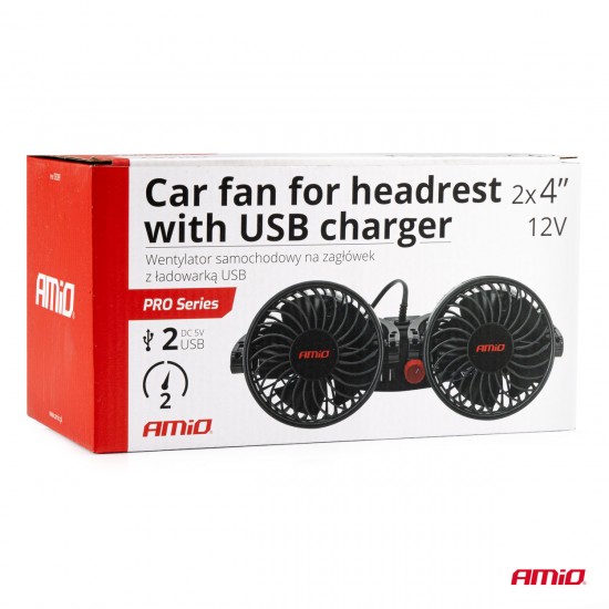 AMC-03009/AM - ΑΝΕΜΙΣΤΗΡΑΣ ΔΙΠΛΟΣ 12V 2χ4''(10,8cm) ΜΕ ΦΙΣ ΑΝΑΠΤΗΡΑ/2 USB 5V & ΣΤΗΡΙΞΗ ΣΤΟ ΠΡΟΣΚΕΦΑΛΟ ΑMiO - 1 TEM. ΑΝΕΜΙΣΤΗΡΑΣ ΔΙΠΛΟΣ 12V 2χ4''(10,8cm) ΜΕ ΦΙΣ ΑΝΑΠΤΗΡΑ/2 USB 5V & ΣΤΗΡΙΞΗ ΣΤΟ ΠΡΟΣΚΕΦΑΛΟ ΑMiO - 1 TEM.