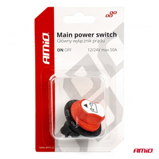 ΔΙΑΚΟΠΤΗΣ POWER-OFF ΜΠΑΤΑΡΙΑΣ ΓΕΝΙΚΟΥ ΡΕΥΜΑΤΟΣ 12-32V 50A 29mm 3 ΛΕΙΤΟΥΡΓΙΩΝ AMIO - 1 ΤΕΜ.