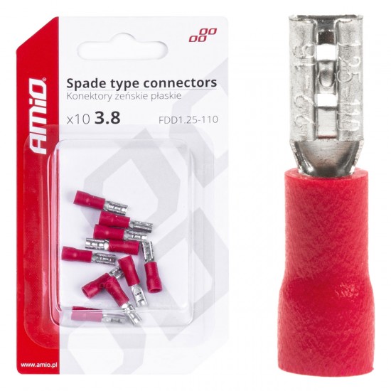 AMC-03060/AM - ΦΙΣΑΚΙΑ ΘΗΛΥΚΑ ΚΟΚΚΙΝΑ FDD1 1,25-110 /10A/ 3,8mm ΑΜΟ - 10 ΤΕΜ. ΦΙΣΑΚΙΑ ΘΗΛΥΚΑ ΚΟΚΚΙΝΑ FDD1 1,25-110 /10A/ 3,8mm ΑΜΟ - 10 ΤΕΜ.