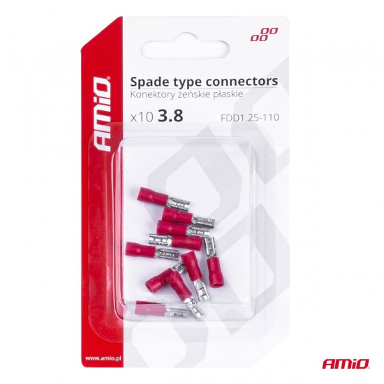 AMC-03060/AM - ΦΙΣΑΚΙΑ ΘΗΛΥΚΑ ΚΟΚΚΙΝΑ FDD1 1,25-110 /10A/ 3,8mm ΑΜΟ - 10 ΤΕΜ. ΦΙΣΑΚΙΑ ΘΗΛΥΚΑ ΚΟΚΚΙΝΑ FDD1 1,25-110 /10A/ 3,8mm ΑΜΟ - 10 ΤΕΜ.