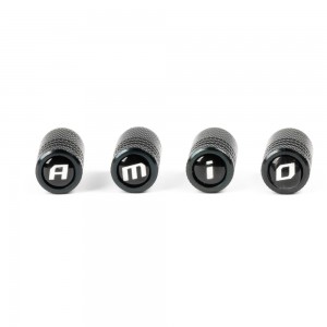 Amio - ΚΑΠΑΚΙΑ ΒΑΛΒΙΔΩΝ ΑΛΟΥΜΙΝΙΟΥ ΣΕ ΜΑΥΡΟ ΧΡΩΜΑ ΜΕ ΛΟΓΟΤΥΠΟ - 4 ΤΕΜ. (03277/AM)