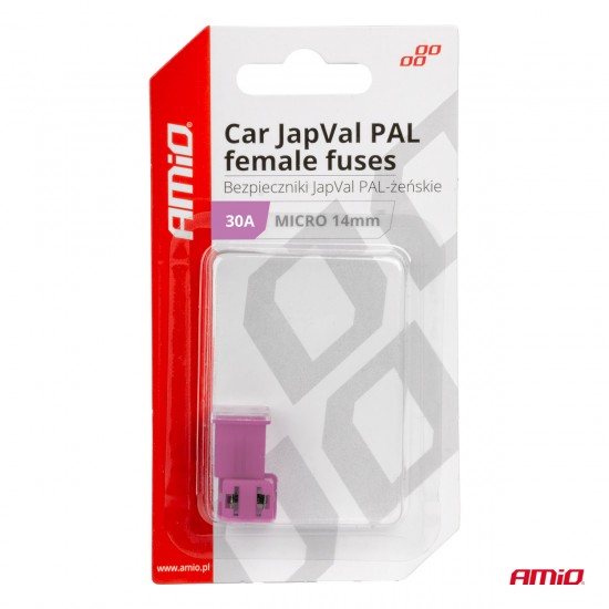 AMC-03453/AM - ΑΣΦΑΛΕΙΕΣ JapVal PAL ΜICRO 14mm ΘΗΛΥΚΕΣ 30A ΣΕ ΜΩΒ ΧΡΩΜΑ AMIO - 2 Τεμ. ΑΣΦΑΛΕΙΕΣ JapVal PAL ΜICRO 14mm ΘΗΛΥΚΕΣ 30A ΣΕ ΜΩΒ ΧΡΩΜΑ AMIO - 2 Τεμ.