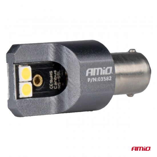 ΛΑΜΠΕΣ T4W BA9s 12/24V 6.000K 4xSMD LED FULL CAN-BUS ΛΕΥΚΟ 3030 PRO SERIES AMIO - 2 ΤΕΜ.