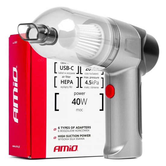 AMC-03692/AM - ΗΛΕΚΤΡΙΚΟ ΣΚΟΥΠΑΚΙ ΧΕΙΡΟΣ ΑΣΥΡΜΑΤΟ 40W ΜΕ 6 ΕΞΑΡΤΗΜΑΤΑ ΚΑΘΑΡΙΣΜΟΥ ΚΑΙ ΚΑΛΩΔΙΟ USB-C 7.4V 20min AMIO - 1 Τεμ. ΗΛΕΚΤΡΙΚΟ ΣΚΟΥΠΑΚΙ ΧΕΙΡΟΣ ΑΣΥΡΜΑΤΟ 40W ΜΕ 6 ΕΞΑΡΤΗΜΑΤΑ ΚΑΘΑΡΙΣΜΟΥ ΚΑΙ ΚΑΛΩΔΙΟ USB-C 7.4V 20min AMIO - 1 Τεμ.