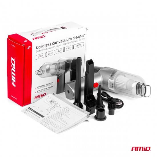 AMC-03692/AM - ΗΛΕΚΤΡΙΚΟ ΣΚΟΥΠΑΚΙ ΧΕΙΡΟΣ ΑΣΥΡΜΑΤΟ 40W ΜΕ 6 ΕΞΑΡΤΗΜΑΤΑ ΚΑΘΑΡΙΣΜΟΥ ΚΑΙ ΚΑΛΩΔΙΟ USB-C 7.4V 20min AMIO - 1 Τεμ. ΗΛΕΚΤΡΙΚΟ ΣΚΟΥΠΑΚΙ ΧΕΙΡΟΣ ΑΣΥΡΜΑΤΟ 40W ΜΕ 6 ΕΞΑΡΤΗΜΑΤΑ ΚΑΘΑΡΙΣΜΟΥ ΚΑΙ ΚΑΛΩΔΙΟ USB-C 7.4V 20min AMIO - 1 Τεμ.