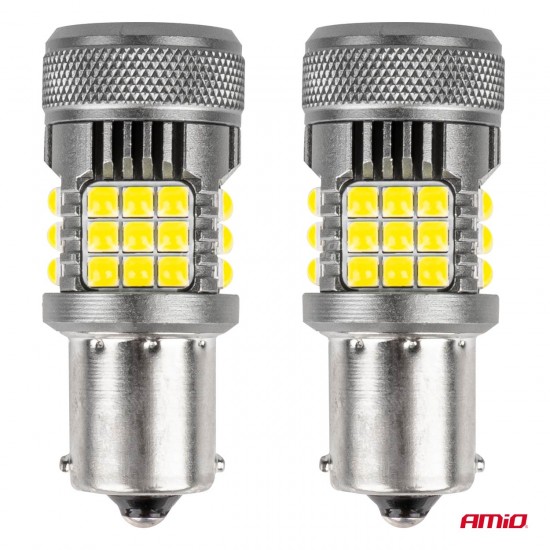 P21W BA15S 12/24V 6.000K 36x3030 SMD LED CAN-BUS ΛΕΥΚΟ PRO SERIES 2ΤΕΜ. AMIO