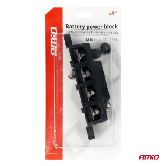 AMC-03811/AM - ΜΠΑΡΑ ΚΑΛΩΔΙΩΝ / ΤΕΡΜΑΤΙΚΟ 4 ΘΕΣΕΩΝ M10 max 48V AMIO - 1 Τεμ. ΜΠΑΡΑ ΚΑΛΩΔΙΩΝ / ΤΕΡΜΑΤΙΚΟ 4 ΘΕΣΕΩΝ M10 max 48V AMIO - 1 Τεμ.