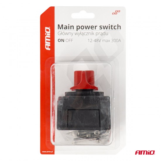AMC-03838/AM - ΔΙΑΚΟΠΤΗΣ POWER-OFF ΜΠΑΤΑΡΙΑΣ ΣΕ ΒΑΣΗ 12-48V 300A ΜΑΥΡΟ/ΚΟΚΚΙΝΟ AMIO - 1 Τεμ. ΔΙΑΚΟΠΤΗΣ POWER-OFF ΜΠΑΤΑΡΙΑΣ ΣΕ ΒΑΣΗ 12-48V 300A ΜΑΥΡΟ/ΚΟΚΚΙΝΟ AMIO - 1 Τεμ.