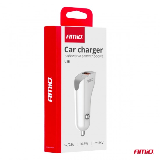 AMC-03873/AM - ΦΟΡΤΙΣΤΗΣ ΑΝΑΠΤΗΡΑ 12/24V ΜΕ 1 ΘΥΡΑ USB 10.5W 5V/2.1A ΛΕΥΚΟΣ AMIO - 1 Τεμ. ΦΟΡΤΙΣΤΗΣ ΑΝΑΠΤΗΡΑ 12/24V ΜΕ 1 ΘΥΡΑ USB 10.5W 5V/2.1A ΛΕΥΚΟΣ AMIO - 1 Τεμ.