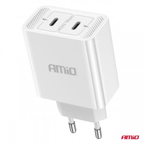 ΦΟΡΤΙΣΤΗΣ ΚΙΝΗΤΟY ΟΙΚΙΑΚΗ ΠΡΙΖΑ 2ΘΥΡΕΣ 2xUSB-C 40W 5V/3AQC ΛΕΥΚΟΣ  ΑΜΙΟ - 1 ΤΕΜ.