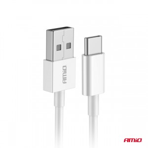ΚΑΛΩΔΙΑ ΦΟΡΤΙΣΗΣ ΚΑΙ ΜΕΤΑΦΟΡΑΣ ΔΕΔΟΜΕΝΩΝ USB ΣΕ USB-C 200cm 2A ΛΕΥΚΟ ΑΜΙΟ - 1 ΤΕΜ.