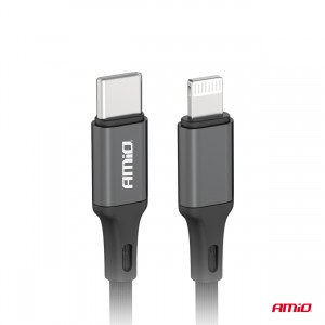 ΚΑΛΩΔΙΑ ΦΟΡΤΙΣΗΣ ΚΑΙ ΜΕΤΑΦΟΡΑΣ ΔΕΔΟΜΕΝΩΝ USB TYPE C ΣΕ APPLE LIGHTING 100CM 20W ΜΑΥΡΟ ΑΜΙΟ - 1 ΤΕΜ.