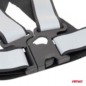 Amio - ΖΩΝΗ ΑΣΦΑΛΕΙΑΣ ΑΝΑΚΛΑΣΤΙΚΗ ΜΕ ΧΙΑΣΤΙ ΤΙΡΑΝΤΕΣ ΜΑΥΡΟ (ΦΩΣΦΟΡΙΖΕ/ΠΟΛΥΕΣΤΕΡΙΚΟ) - 1 ΤΕΜ. (03938/AM)