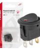 ΔΙΑΚΟΠΤΗΣ 12V ON/OFF ΣΤΡΟΓΓΥΛΟΣ ΜΕ 3 ΕΠΑΦΕΣ ΚΟΚΚΙΝΟ LED  AMIO - 1 τεμ.