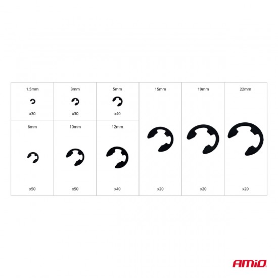 AMC-04124/AM - ΚΛΙΠΣ/ΑΣΦΑΛΕΙΕΣ ΕΞΩΤΕΡΙΚΕΣ E-CLIP ΜΕΤΑΛΛΙΚΑ ΣΕΤ ΔΙΑΦΟΡΑ ΜΕΓΕΘΗ AMIO - 300 τεμ. ΚΛΙΠΣ/ΑΣΦΑΛΕΙΕΣ ΕΞΩΤΕΡΙΚΕΣ E-CLIP ΜΕΤΑΛΛΙΚΑ ΣΕΤ ΔΙΑΦΟΡΑ ΜΕΓΕΘΗ AMIO - 300 τεμ.