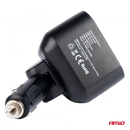 AMC-04173/AM - ΑΝΤΑΠΤΟΡΑΣ ΑΝΑΠΤΗΡΑ ΔΙΠΛΟΣ 12/24V ΜΕ ΒΟΛΤΟΜΕΤΡΟ ΜΕ 3 ΘΥΡΕΣ USB AMIO - 1 Τεμ. ΑΝΤΑΠΤΟΡΑΣ ΑΝΑΠΤΗΡΑ ΔΙΠΛΟΣ 12/24V ΜΕ ΒΟΛΤΟΜΕΤΡΟ ΜΕ 3 ΘΥΡΕΣ USB AMIO - 1 Τεμ.