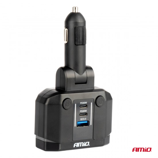 AMC-04174/AM - ΑΝΤΑΠΤΟΡΑΣ ΑΝΑΠΤΗΡΑ ΔΙΠΛΟΣ 12/24V ΜΕ ΒΟΛΤΟΜΕΤΡΟ ΜΕ 3 ΘΥΡΕΣ USB AMIO - 1 Τεμ. ΑΝΤΑΠΤΟΡΑΣ ΑΝΑΠΤΗΡΑ ΔΙΠΛΟΣ 12/24V ΜΕ ΒΟΛΤΟΜΕΤΡΟ ΜΕ 3 ΘΥΡΕΣ USB AMIO - 1 Τεμ.