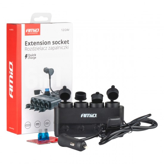 AMC-04175/AM - ΑΝΤΑΠΤΟΡΑΣ ΑΝΑΠΤΗΡΑ ΤΕΤΡΑΠΛΟΣ 12/24V 216W MAX ΜΕ 2 ΘΥΡΕΣ USB PD30W/QC3.0 AMIO - 1 Τεμ. ΑΝΤΑΠΤΟΡΑΣ ΑΝΑΠΤΗΡΑ ΤΕΤΡΑΠΛΟΣ 12/24V 216W MAX ΜΕ 2 ΘΥΡΕΣ USB PD30W/QC3.0 AMIO - 1 Τεμ.