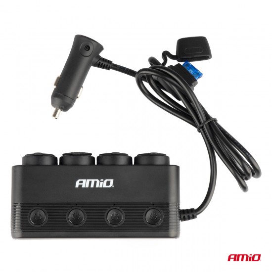 AMC-04175/AM - ΑΝΤΑΠΤΟΡΑΣ ΑΝΑΠΤΗΡΑ ΤΕΤΡΑΠΛΟΣ 12/24V 216W MAX ΜΕ 2 ΘΥΡΕΣ USB PD30W/QC3.0 AMIO - 1 Τεμ. ΑΝΤΑΠΤΟΡΑΣ ΑΝΑΠΤΗΡΑ ΤΕΤΡΑΠΛΟΣ 12/24V 216W MAX ΜΕ 2 ΘΥΡΕΣ USB PD30W/QC3.0 AMIO - 1 Τεμ.