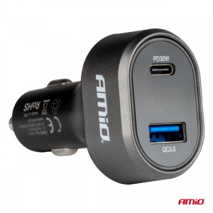 Amio - ΦΟΡΤΙΣΤΗΣ ΑΝΑΠΤΗΡΑ ΜΕ 2 ΘΥΡΕΣ USB-C+USB-A QUICK CHARGE 3.0 30W ΜΕ ΒΟΛΤΟΜΕΤΡΟ ΜΑΥΡΟ - 1 Τεμ. (04178/AM) Amio - ΦΟΡΤΙΣΤΗΣ ΑΝΑΠΤΗΡΑ ΜΕ 2 ΘΥΡΕΣ USB-C+USB-A QUICK CHARGE 3.0 30W ΜΕ ΒΟΛΤΟΜΕΤΡΟ ΜΑΥΡΟ - 1 Τεμ. (04178/AM)