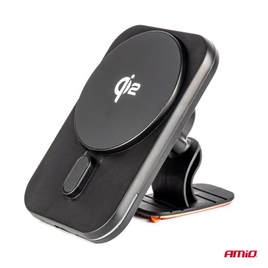 ΒΑΣΗ ΣΤΗΡΙΞΗΣ ΚΙΝΗΤΟΥ ΓΙΑ ΑΕΡΑΓΩΓΟ ΜΑΓΝΗΤΙΚΗ ΜΕ ΑΣΥΡΜΑΤΗ ΦΟΡΤΙΣΗ QUICK CHARGE QI2 15W 360° AMIO - 1 Τεμ.