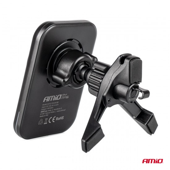 ΒΑΣΗ ΣΤΗΡΙΞΗΣ ΚΙΝΗΤΟΥ ΓΙΑ ΑΕΡΑΓΩΓΟ ΜΑΓΝΗΤΙΚΗ ΜΕ ΑΣΥΡΜΑΤΗ ΦΟΡΤΙΣΗ QUICK CHARGE QI2 15W 360° AMIO - 1 Τεμ.