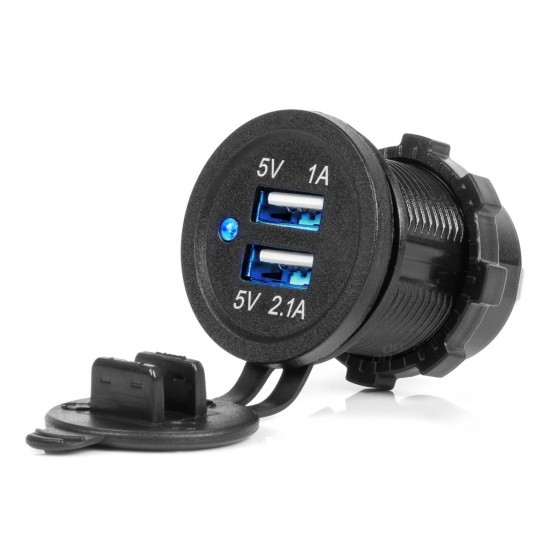 AMC-04216/AM - ΠΡΙΖΑ ΜΕ 2 ΘΥΡΕΣ USB ΚΑΙ ΚΑΠΑΚΙ ΜΑΥΡΗ 12/24V 3.1A ΑΔΙΑΒΡΟΧΗ ΜΕ ΜΠΛΕ LED ΦΩΣ ΕΝΔΕΙΞΗΣ AMIO - 1 ΤΕΜ. ΠΡΙΖΑ ΜΕ 2 ΘΥΡΕΣ USB ΚΑΙ ΚΑΠΑΚΙ ΜΑΥΡΗ 12/24V 3.1A ΑΔΙΑΒΡΟΧΗ ΜΕ ΜΠΛΕ LED ΦΩΣ ΕΝΔΕΙΞΗΣ AMIO - 1 ΤΕΜ.