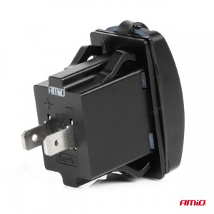 Amio - Πρίζα με 2 Θύρες USB και Καπάκι 12/24V Αδιάβροχη Μακρόστενο Σχήμα με Κόκκινο LED Φως Μαύρη - 1 τεμ. (04228/AM)