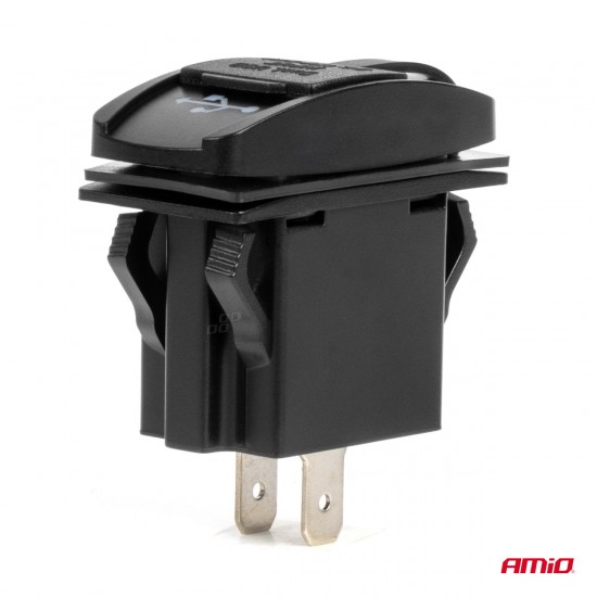 ΠΡΙΖΑ ΜΕ 2 ΘΥΡΕΣ USB ΚΑΙ ΚΑΠΑΚΙ 12/24V ΑΔΙΑΒΡΟΧΗ ΜΑΚΡΟΣΤΕΝΟ ΣΧΗΜΑ ΜΕ ΚΟΚΚΙΝΟ LED ΦΩΣ ΜΑΥΡΗ  AMIO - 1 Τεμ.