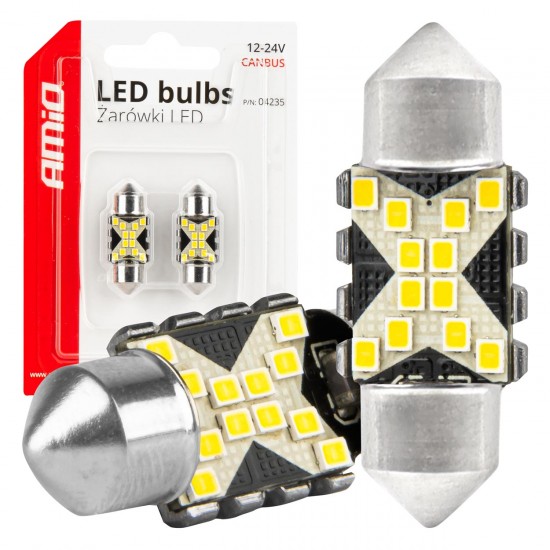 AMC-04235/AM - ΛΑΜΠΑΚΙΑ ΠΛΑΦΟΝΙΕΡΑΣ 31mm 12/24V C5W 5500K 12xSMD 2016 CAN-BUS FESTOON (ΛΕΥΚΟ) ΑΜΙΟ - 2 ΤΕΜ. ΛΑΜΠΑΚΙΑ ΠΛΑΦΟΝΙΕΡΑΣ 31mm 12/24V C5W 5500K 12xSMD 2016 CAN-BUS FESTOON (ΛΕΥΚΟ) ΑΜΙΟ - 2 ΤΕΜ.