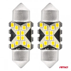 ΛΑΜΠΑΚΙΑ ΠΛΑΦΟΝΙΕΡΑΣ 31mm 12/24V C5W 5500K 12xSMD 2016 CAN-BUS FESTOON (ΛΕΥΚΟ) ΑΜΙΟ - 2 ΤΕΜ.