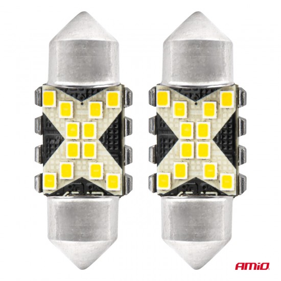 AMC-04235/AM - ΛΑΜΠΑΚΙΑ ΠΛΑΦΟΝΙΕΡΑΣ 31mm 12/24V C5W 5500K 12xSMD 2016 CAN-BUS FESTOON (ΛΕΥΚΟ) ΑΜΙΟ - 2 ΤΕΜ. ΛΑΜΠΑΚΙΑ ΠΛΑΦΟΝΙΕΡΑΣ 31mm 12/24V C5W 5500K 12xSMD 2016 CAN-BUS FESTOON (ΛΕΥΚΟ) ΑΜΙΟ - 2 ΤΕΜ.