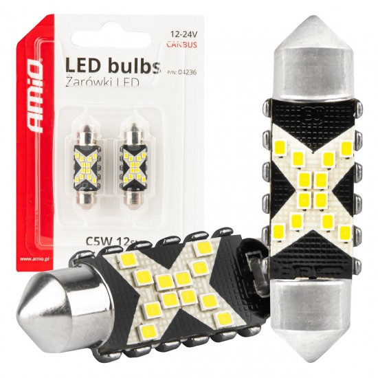 AMC-04236/AM - ΛΑΜΠΑΚΙΑ ΠΛΑΦΟΝΙΕΡΑΣ 36mm 12/24V C5W 5500K 12xSMD 2016 CAN-BUS FESTOON (ΛΕΥΚΟ) ΑΜΙΟ - 2 ΤΕΜ. ΛΑΜΠΑΚΙΑ ΠΛΑΦΟΝΙΕΡΑΣ 36mm 12/24V C5W 5500K 12xSMD 2016 CAN-BUS FESTOON (ΛΕΥΚΟ) ΑΜΙΟ - 2 ΤΕΜ.