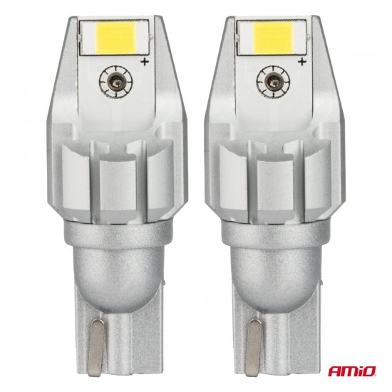 Amio - Λάμπα LED CANBUS T15 (W16W) 2SMD 3570 Λευκή 6000K 12V/24V για Φώτα Όπισθεν & Βοηθητικό Φωτισμό - 2τεμ. (04257/AM)