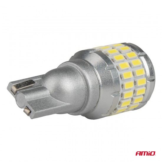 Amio - Λάμπα LED CANBUS T15 (W16W) 48SMD 3014 + 4SMD 3030 Λευκή 6000K 12V/24V για Φώτα Όπισθεν & Βοηθητικό Φωτισμό - 2τεμ. (04261/AM)