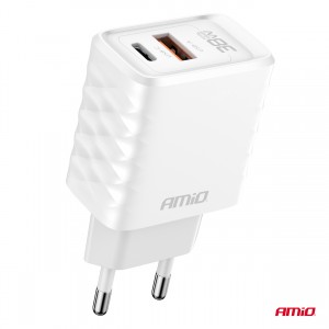 Amio - ΦΟΡΤΙΣΤΗΣ ΜΕ ΟΙΚΙΑΚΗ ΠΡΙΖΑ ΜΕ 2 ΘΥΡΕΣ USB-A+USB-C 38W 100-240V ΛΕΥΚΟ - 1 Τεμ. (04287/AM) Amio - ΦΟΡΤΙΣΤΗΣ ΜΕ ΟΙΚΙΑΚΗ ΠΡΙΖΑ ΜΕ 2 ΘΥΡΕΣ USB-A+USB-C 38W 100-240V ΛΕΥΚΟ - 1 Τεμ. (04287/AM)