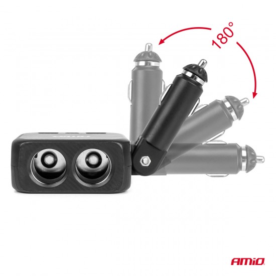 AMC-04357/AM - ΑΝΤΑΠΤΟΡΑΣ ΑΝΑΠΤΗΡΑ 12/24V 100W ΜΑΥΡΟΣ/2 ΘΕΣΕΙΣ/1xUSB-A+1xUSB-C/ΠΕΡΙΣΤΡΟΦΗ 180 ΜΟΙΡΩΝ ΑΜΙΟ - 1 ΤΕΜ. ΑΝΤΑΠΤΟΡΑΣ ΑΝΑΠΤΗΡΑ 12/24V 100W ΜΑΥΡΟΣ/2 ΘΕΣΕΙΣ/1xUSB-A+1xUSB-C/ΠΕΡΙΣΤΡΟΦΗ 180 ΜΟΙΡΩΝ ΑΜΙΟ - 1 ΤΕΜ.