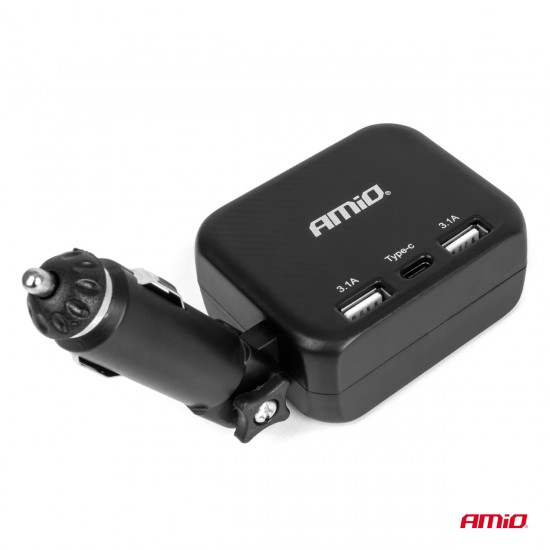 AMC-04357/AM - ΑΝΤΑΠΤΟΡΑΣ ΑΝΑΠΤΗΡΑ 12/24V 100W ΜΑΥΡΟΣ/2 ΘΕΣΕΙΣ/1xUSB-A+1xUSB-C/ΠΕΡΙΣΤΡΟΦΗ 180 ΜΟΙΡΩΝ ΑΜΙΟ - 1 ΤΕΜ. ΑΝΤΑΠΤΟΡΑΣ ΑΝΑΠΤΗΡΑ 12/24V 100W ΜΑΥΡΟΣ/2 ΘΕΣΕΙΣ/1xUSB-A+1xUSB-C/ΠΕΡΙΣΤΡΟΦΗ 180 ΜΟΙΡΩΝ ΑΜΙΟ - 1 ΤΕΜ.