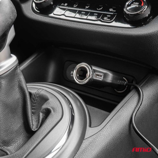 AMC-04360/AM - ΑΝΤΑΠΤΟΡΑΣ ΑΝΑΠΤΗΡΑ 12/24V 120W ΜΑΥΡΟΣ/3 ΘΕΣΕΙΣ/1xUSB-A/ΜΕ ΥΠΟΔΟΧΗ ΑΝΑΠΤΗΡΑ ΑΥΤΟΚΙΝΗΤΟΥ/ΚΑΛΩΔΙΟ 80cm AMIO - 1 Τεμ. ΑΝΤΑΠΤΟΡΑΣ ΑΝΑΠΤΗΡΑ 12/24V 120W ΜΑΥΡΟΣ/3 ΘΕΣΕΙΣ/1xUSB-A/ΜΕ ΥΠΟΔΟΧΗ ΑΝΑΠΤΗΡΑ ΑΥΤΟΚΙΝΗΤΟΥ/ΚΑΛΩΔΙΟ 80cm AMIO - 1 Τεμ.