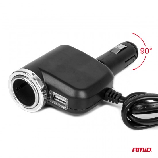 AMC-04360/AM - ΑΝΤΑΠΤΟΡΑΣ ΑΝΑΠΤΗΡΑ 12/24V 120W ΜΑΥΡΟΣ/3 ΘΕΣΕΙΣ/1xUSB-A/ΜΕ ΥΠΟΔΟΧΗ ΑΝΑΠΤΗΡΑ ΑΥΤΟΚΙΝΗΤΟΥ/ΚΑΛΩΔΙΟ 80cm AMIO - 1 Τεμ. ΑΝΤΑΠΤΟΡΑΣ ΑΝΑΠΤΗΡΑ 12/24V 120W ΜΑΥΡΟΣ/3 ΘΕΣΕΙΣ/1xUSB-A/ΜΕ ΥΠΟΔΟΧΗ ΑΝΑΠΤΗΡΑ ΑΥΤΟΚΙΝΗΤΟΥ/ΚΑΛΩΔΙΟ 80cm AMIO - 1 Τεμ.