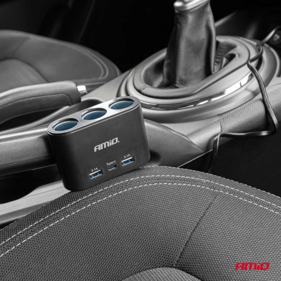 AMC-04361/AM - ΑΝΤΑΠΤΟΡΑΣ ΑΝΑΠΤΗΡΑ 12/24V 120W ΜΑΥΡΟΣ/3 ΘΕΣΕΙΣ/2xUSB-A+1xUSB-C ΤΑΧΕΙΑΣ ΦΟΡΤΙΣΗΣ/ΚΑΛΩΔΙΟ 70cm AMIO - 1 Τεμ. ΑΝΤΑΠΤΟΡΑΣ ΑΝΑΠΤΗΡΑ 12/24V 120W ΜΑΥΡΟΣ/3 ΘΕΣΕΙΣ/2xUSB-A+1xUSB-C ΤΑΧΕΙΑΣ ΦΟΡΤΙΣΗΣ/ΚΑΛΩΔΙΟ 70cm AMIO - 1 Τεμ.