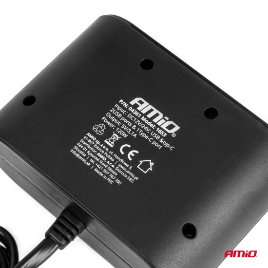 AMC-04361/AM - ΑΝΤΑΠΤΟΡΑΣ ΑΝΑΠΤΗΡΑ 12/24V 120W ΜΑΥΡΟΣ/3 ΘΕΣΕΙΣ/2xUSB-A+1xUSB-C ΤΑΧΕΙΑΣ ΦΟΡΤΙΣΗΣ/ΚΑΛΩΔΙΟ 70cm AMIO - 1 Τεμ. ΑΝΤΑΠΤΟΡΑΣ ΑΝΑΠΤΗΡΑ 12/24V 120W ΜΑΥΡΟΣ/3 ΘΕΣΕΙΣ/2xUSB-A+1xUSB-C ΤΑΧΕΙΑΣ ΦΟΡΤΙΣΗΣ/ΚΑΛΩΔΙΟ 70cm AMIO - 1 Τεμ.