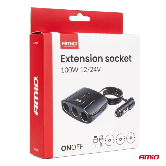 AMC-04362/AM - ΑΝΤΑΠΤΟΡΑΣ ΑΝΑΠΤΗΡΑ 12/24V 100W ΜΑΥΡΟΣ/3 ΘΕΣΕΙΣ/2xUSB-A /ΚΟΥΜΠΙ ON-OFF/ΚΑΛΩΔΙΟ 70cm AMIO - 1 Τεμ. ΑΝΤΑΠΤΟΡΑΣ ΑΝΑΠΤΗΡΑ 12/24V 100W ΜΑΥΡΟΣ/3 ΘΕΣΕΙΣ/2xUSB-A /ΚΟΥΜΠΙ ON-OFF/ΚΑΛΩΔΙΟ 70cm AMIO - 1 Τεμ.