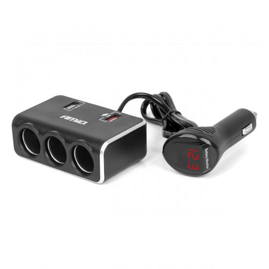 AMC-04364/AM - ΑΝΤΑΠΤΟΡΑΣ ΑΝΑΠΤΗΡΑ 12/24V 120W ΨΗΦΙΑΚΟΣ ΜΑΥΡΟΣ/3 ΘΕΣΕΙΣ/2xUSB-A QC 3.0 ΜΕ ΚΑΛΩΔΙΟ 80cm AMIO - 1 Τεμ. ΑΝΤΑΠΤΟΡΑΣ ΑΝΑΠΤΗΡΑ 12/24V 120W ΨΗΦΙΑΚΟΣ ΜΑΥΡΟΣ/3 ΘΕΣΕΙΣ/2xUSB-A QC 3.0 ΜΕ ΚΑΛΩΔΙΟ 80cm AMIO - 1 Τεμ.
