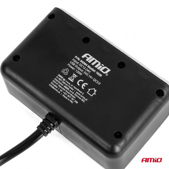 AMC-04364/AM - ΑΝΤΑΠΤΟΡΑΣ ΑΝΑΠΤΗΡΑ 12/24V 120W ΨΗΦΙΑΚΟΣ ΜΑΥΡΟΣ/3 ΘΕΣΕΙΣ/2xUSB-A QC 3.0 ΜΕ ΚΑΛΩΔΙΟ 80cm AMIO - 1 Τεμ. ΑΝΤΑΠΤΟΡΑΣ ΑΝΑΠΤΗΡΑ 12/24V 120W ΨΗΦΙΑΚΟΣ ΜΑΥΡΟΣ/3 ΘΕΣΕΙΣ/2xUSB-A QC 3.0 ΜΕ ΚΑΛΩΔΙΟ 80cm AMIO - 1 Τεμ.