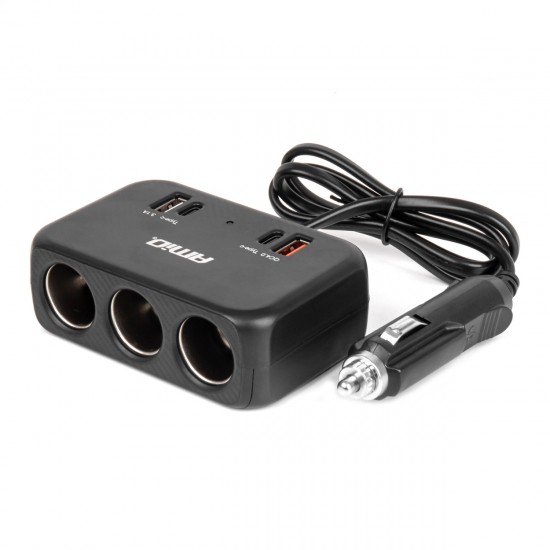 AMC-04365/AM - ΑΝΤΑΠΤΟΡΑΣ ΑΝΑΠΤΗΡΑ 12/24V 120W ΜΑΥΡΟΣ/3 ΘΕΣΕΙΣ/1xUSB-A+1xUSB-C QC 4.0 ΤΑΧΕΙΑΣ ΦΟΡΤΙΣΗΣ/ΚΑΛΩΔΙΟ 80cm AMIO - 1 Τεμ. ΑΝΤΑΠΤΟΡΑΣ ΑΝΑΠΤΗΡΑ 12/24V 120W ΜΑΥΡΟΣ/3 ΘΕΣΕΙΣ/1xUSB-A+1xUSB-C QC 4.0 ΤΑΧΕΙΑΣ ΦΟΡΤΙΣΗΣ/ΚΑΛΩΔΙΟ 80cm AMIO - 1 Τεμ.