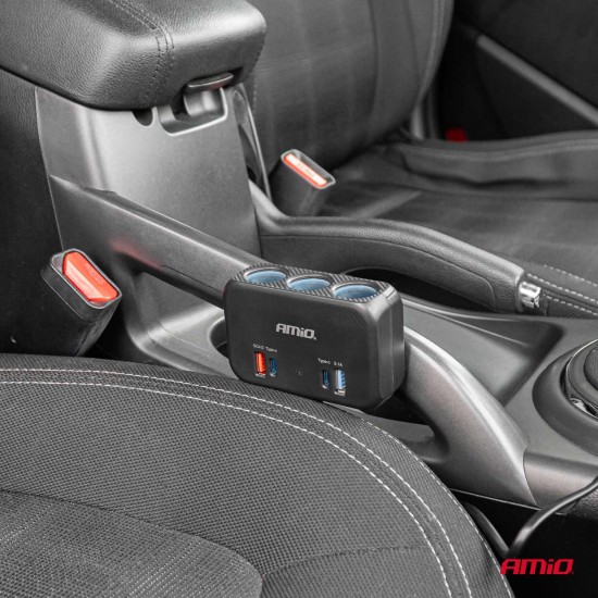AMC-04365/AM - ΑΝΤΑΠΤΟΡΑΣ ΑΝΑΠΤΗΡΑ 12/24V 120W ΜΑΥΡΟΣ/3 ΘΕΣΕΙΣ/1xUSB-A+1xUSB-C QC 4.0 ΤΑΧΕΙΑΣ ΦΟΡΤΙΣΗΣ/ΚΑΛΩΔΙΟ 80cm AMIO - 1 Τεμ. ΑΝΤΑΠΤΟΡΑΣ ΑΝΑΠΤΗΡΑ 12/24V 120W ΜΑΥΡΟΣ/3 ΘΕΣΕΙΣ/1xUSB-A+1xUSB-C QC 4.0 ΤΑΧΕΙΑΣ ΦΟΡΤΙΣΗΣ/ΚΑΛΩΔΙΟ 80cm AMIO - 1 Τεμ.