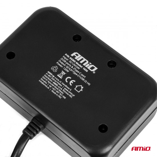 AMC-04365/AM - ΑΝΤΑΠΤΟΡΑΣ ΑΝΑΠΤΗΡΑ 12/24V 120W ΜΑΥΡΟΣ/3 ΘΕΣΕΙΣ/1xUSB-A+1xUSB-C QC 4.0 ΤΑΧΕΙΑΣ ΦΟΡΤΙΣΗΣ/ΚΑΛΩΔΙΟ 80cm AMIO - 1 Τεμ. ΑΝΤΑΠΤΟΡΑΣ ΑΝΑΠΤΗΡΑ 12/24V 120W ΜΑΥΡΟΣ/3 ΘΕΣΕΙΣ/1xUSB-A+1xUSB-C QC 4.0 ΤΑΧΕΙΑΣ ΦΟΡΤΙΣΗΣ/ΚΑΛΩΔΙΟ 80cm AMIO - 1 Τεμ.